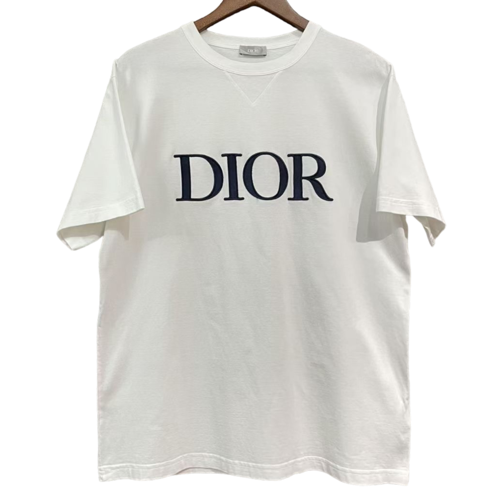 DIOR EMBROIDERED LOGO WHITE TEE