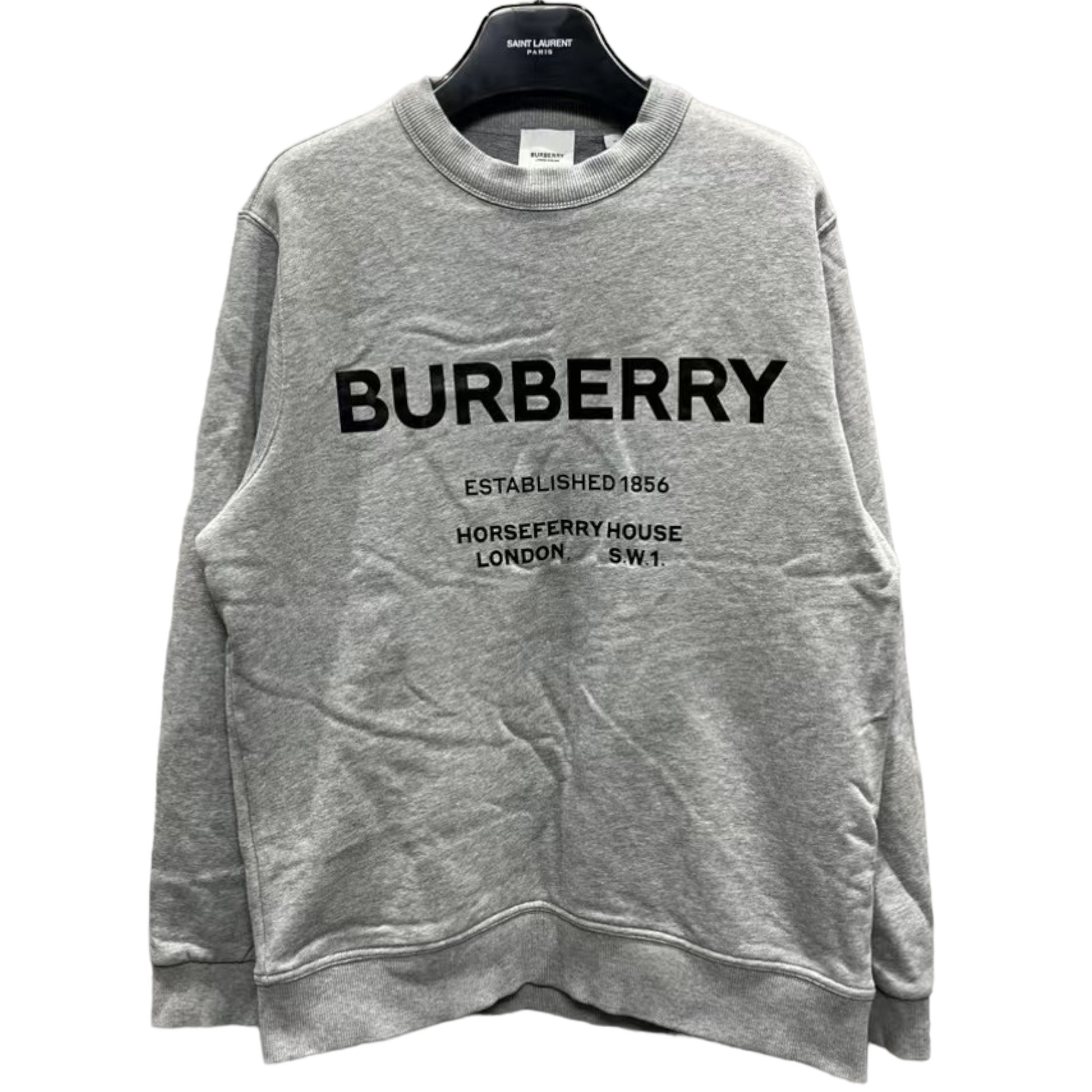 BURBERRY HORSEFERRY PRINT COTTON GREY SWEATSHIRT