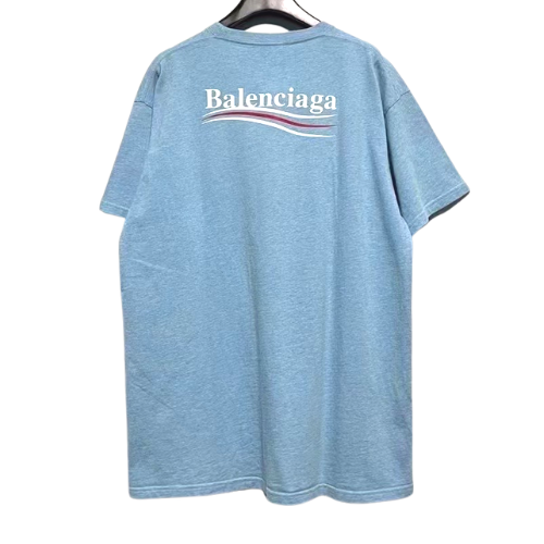 BALENCIAGA POLITICAL CAMPAIGN LOGO BABY BLUE TEE