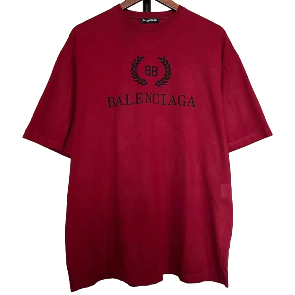 BALENCIAGA CREST LOGO RED TEE