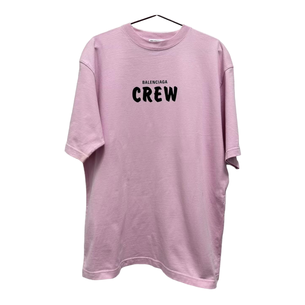 BALENCIAGA CREW LOGO PINK TEE