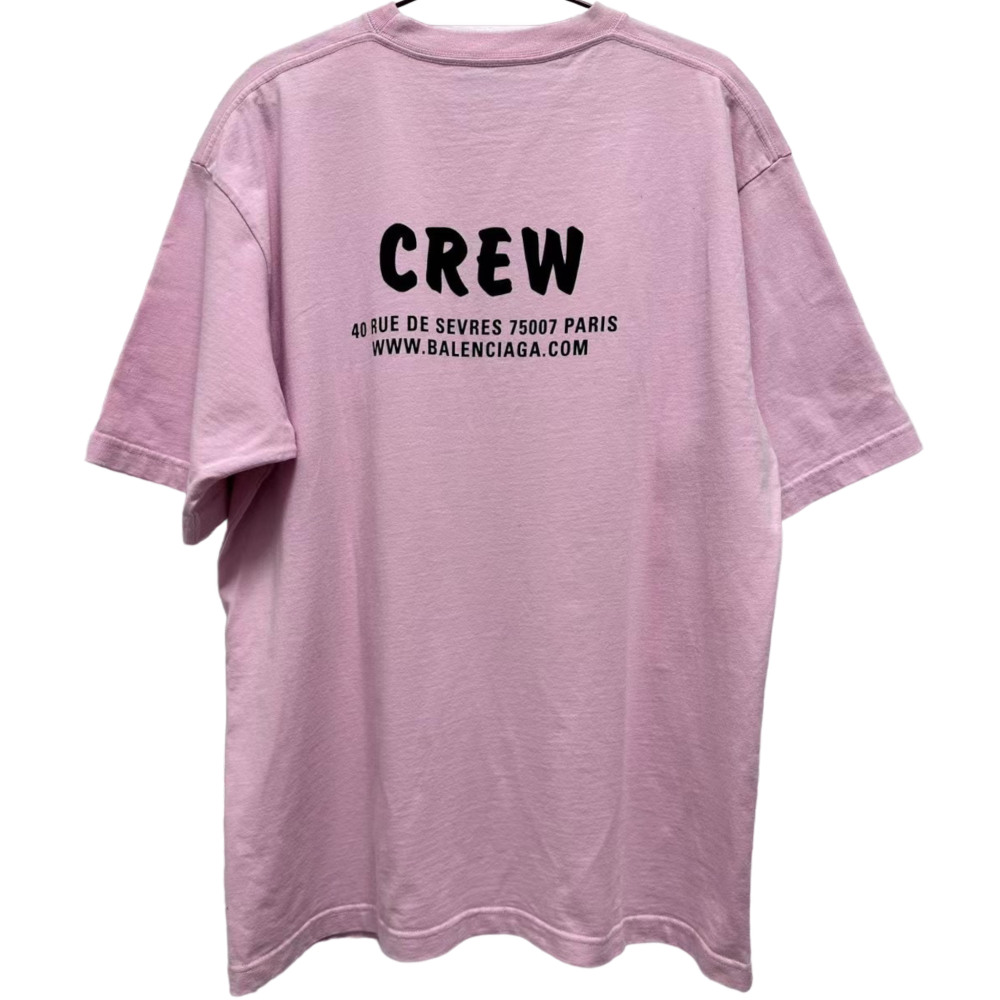 BALENCIAGA CREW LOGO PINK TEE