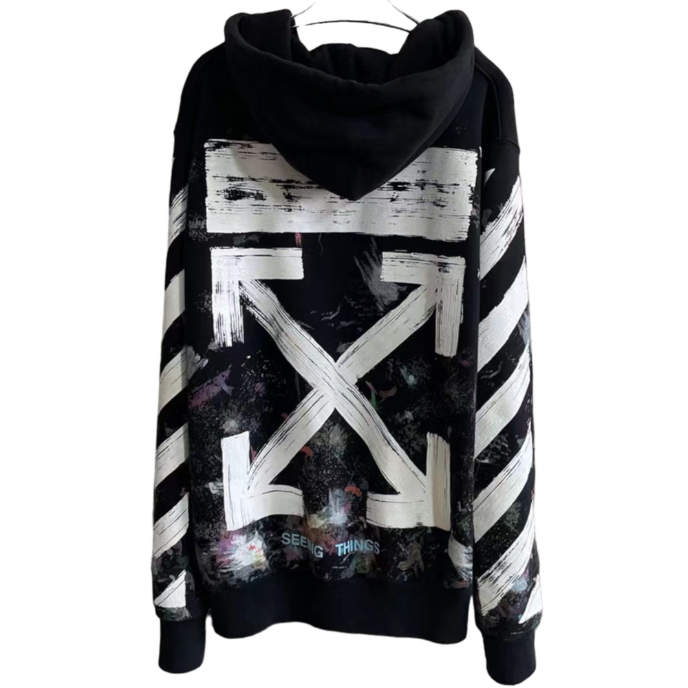 OFF-WHITE DIAGONAL GALAXY BRUSHED BLACK ZIP HOODIE