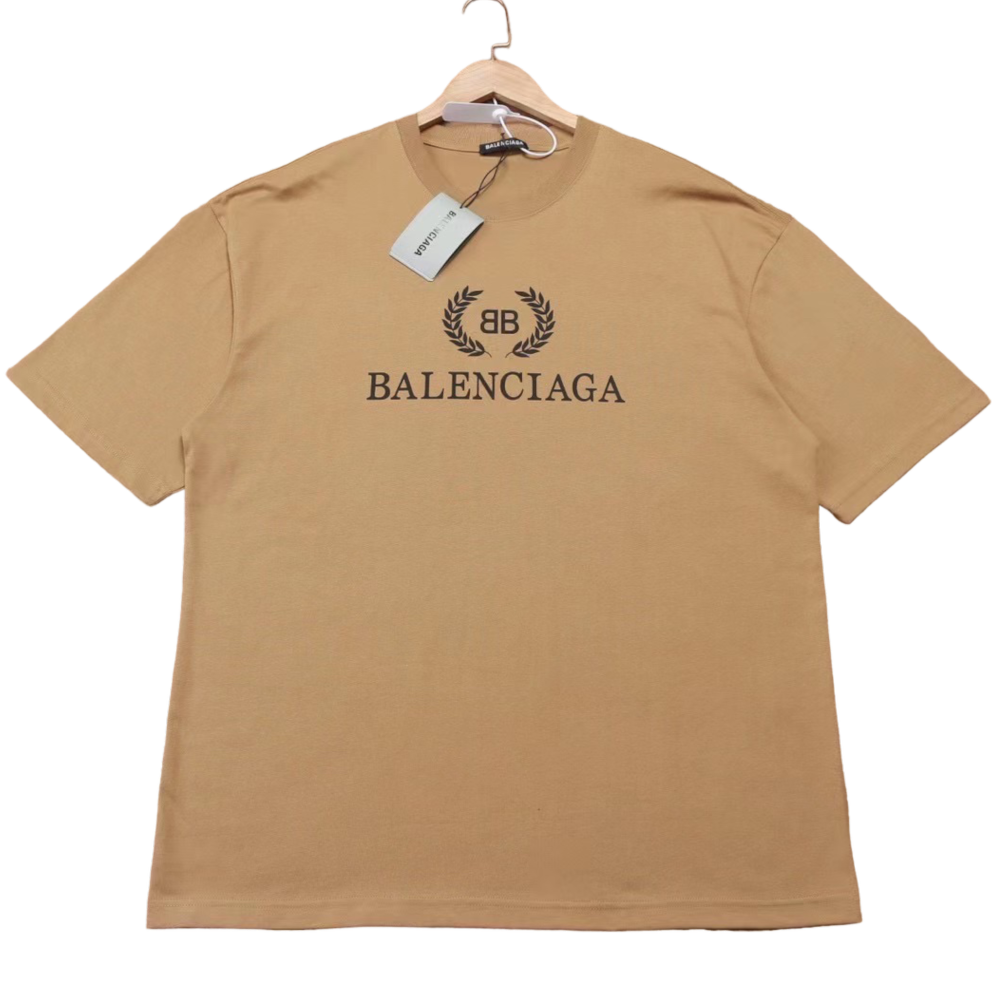 BALENCIAGA CREST LOGO BROWN TEE