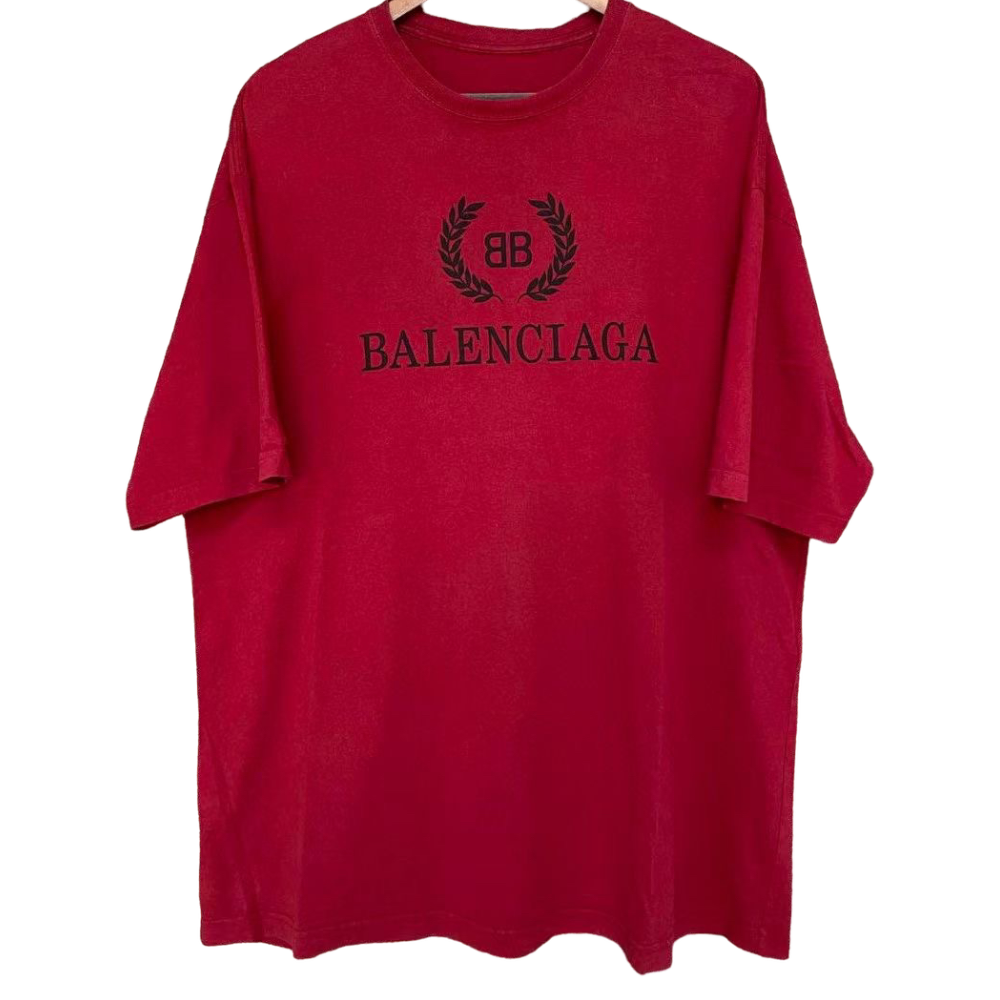 BALENCIAGA CREST LOGO RED TEE