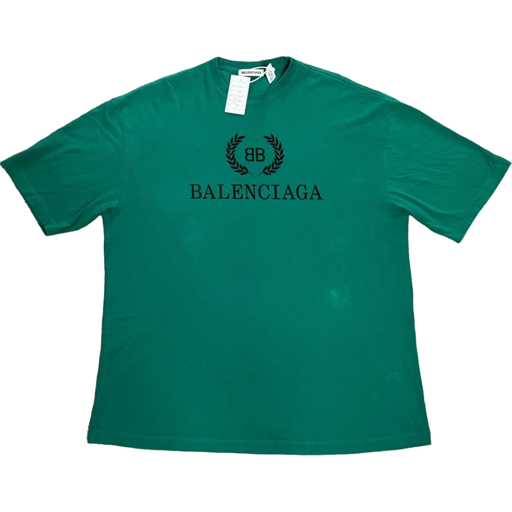 BALENCIAGA CREST LOGO GREEN TEE