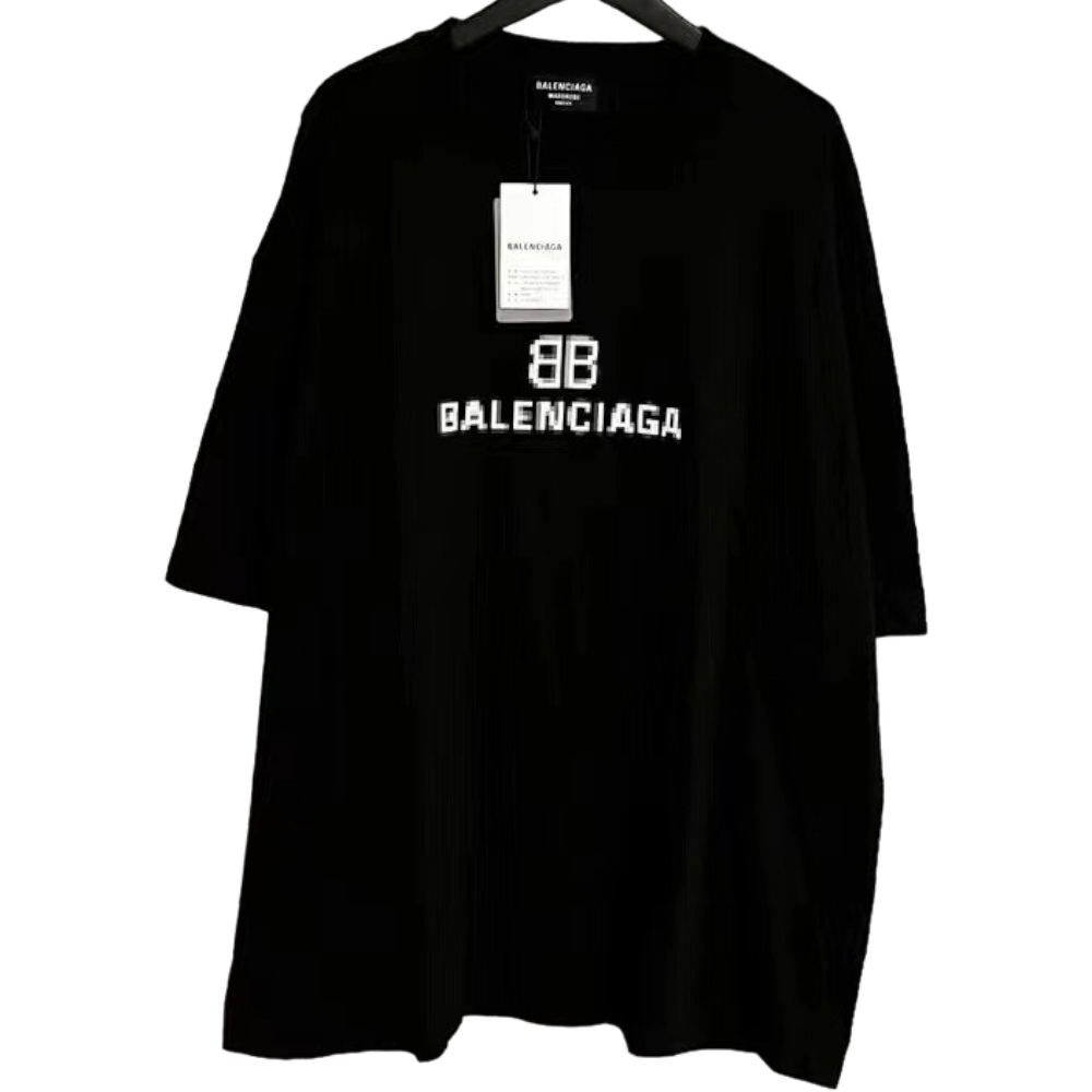 BALENCIAGA PIXELATED LOGO BLACK TEE