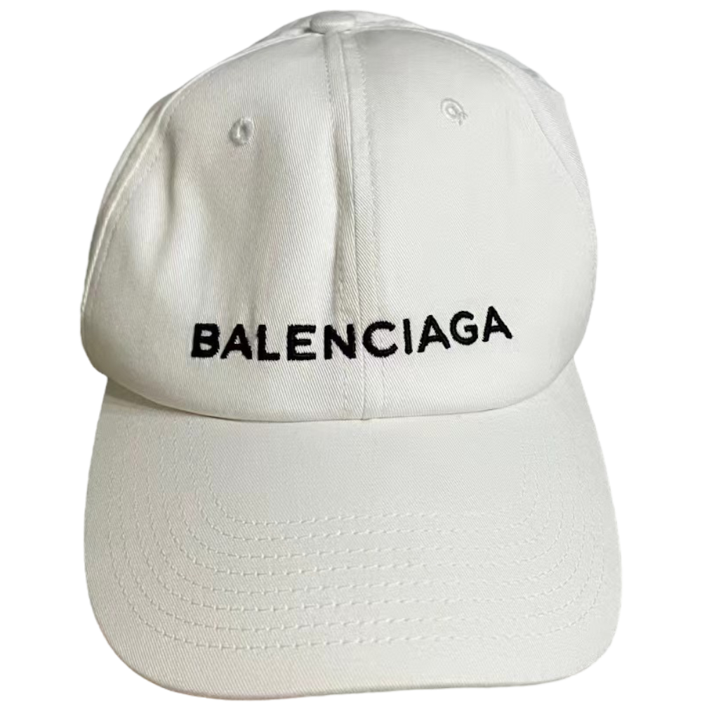 BALENCIAGA BLACK LOGO WHITE CAP