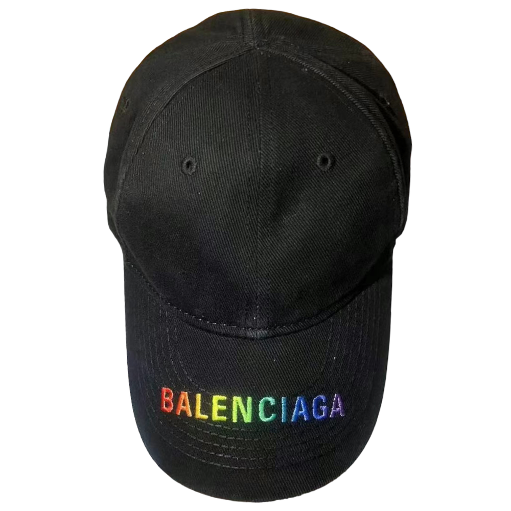 BALENCIAGA RAINBOW LOGO BLACK CAP