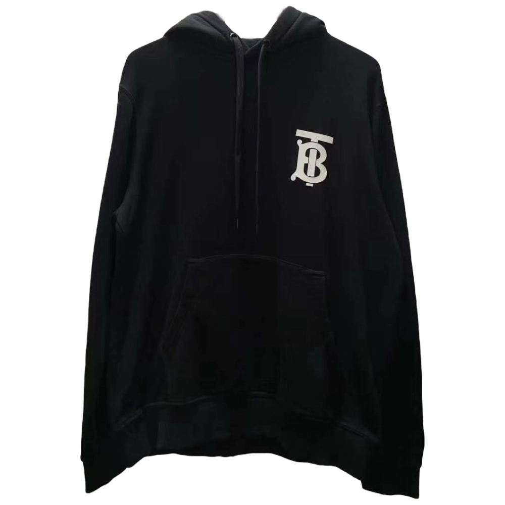 BURBERRY EMERSON TB LOGO BLACK HOODIE BURBERRY EMERSON TB LOGO BLACK HOODIE