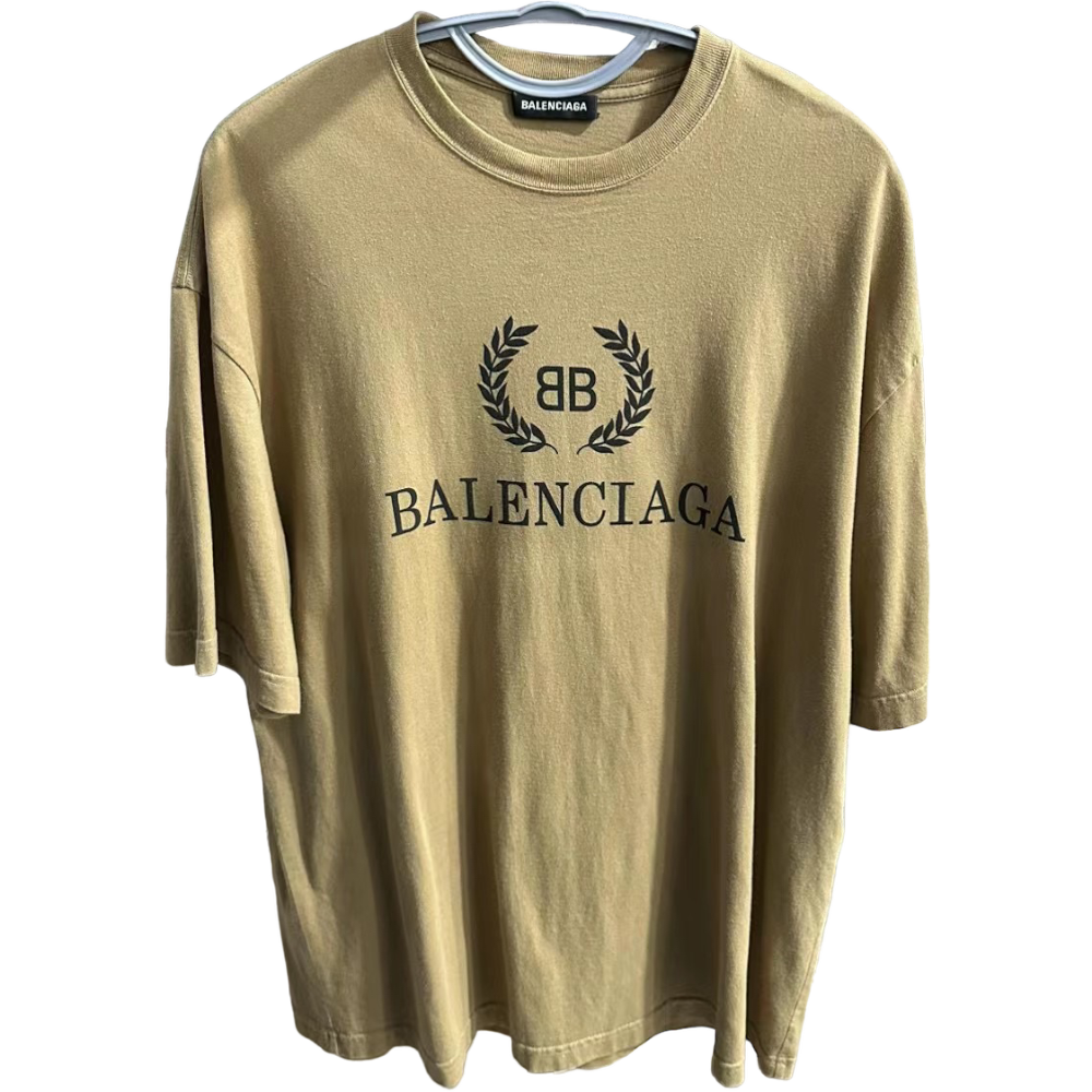 BALENCIAGA CREST LOGO BROWN TEE