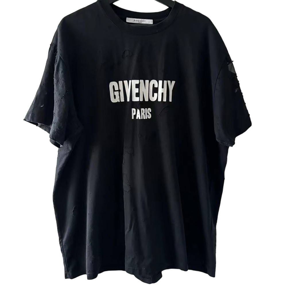 GIVENCHY DISTRESSED BLACK TEE