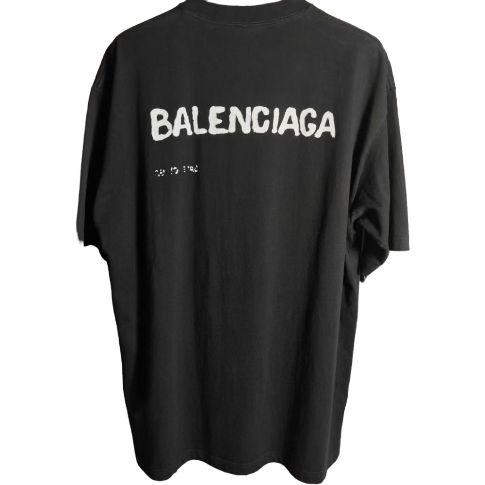 BALENCIAGA HAND DRAWN LOGO BLACK TEE
