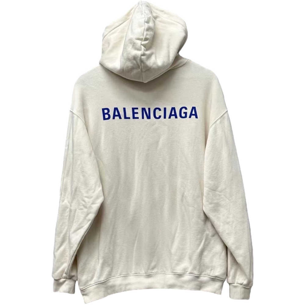BALENCIAGA REAR LOGO CREAM HOODIE