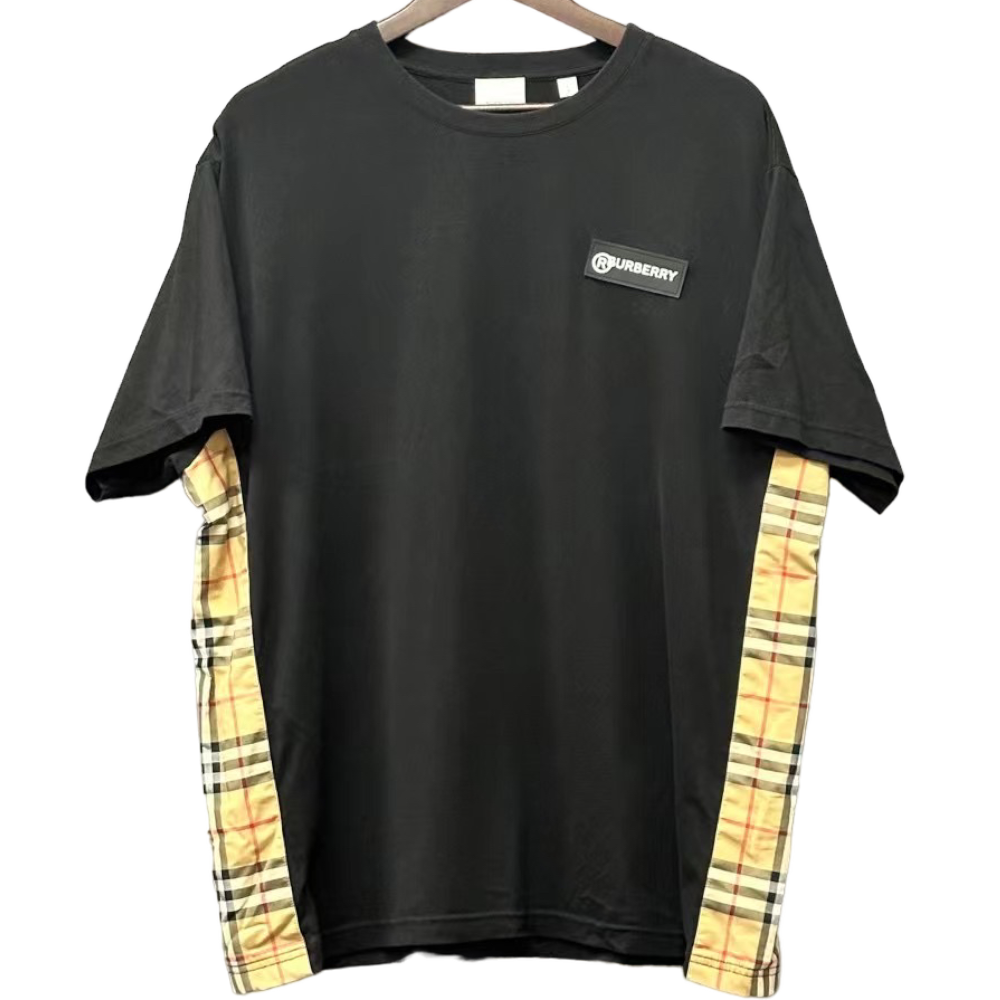 BURBERRY VINTAGE CHECK SLEEVE BLACK TEE