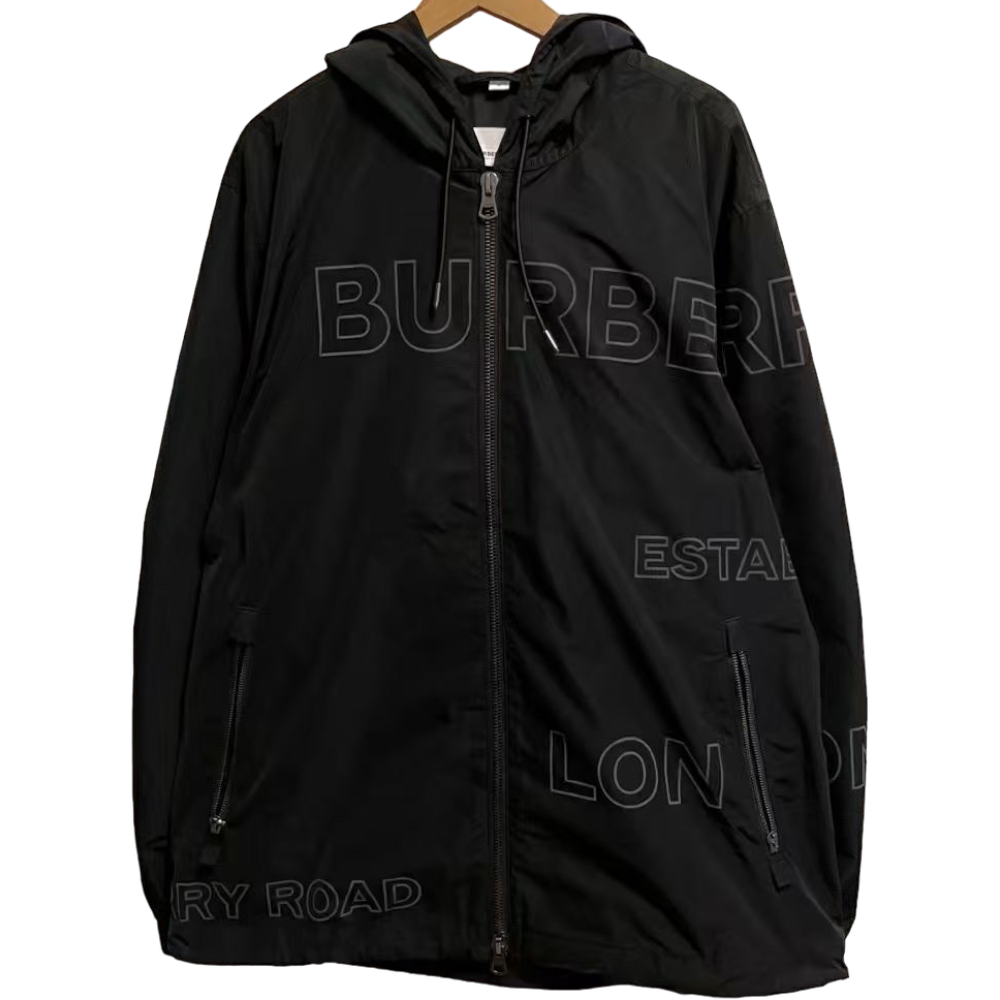 BURBERRY HORSEFERRY PRINT LOGO BLACK WINDBREAKER