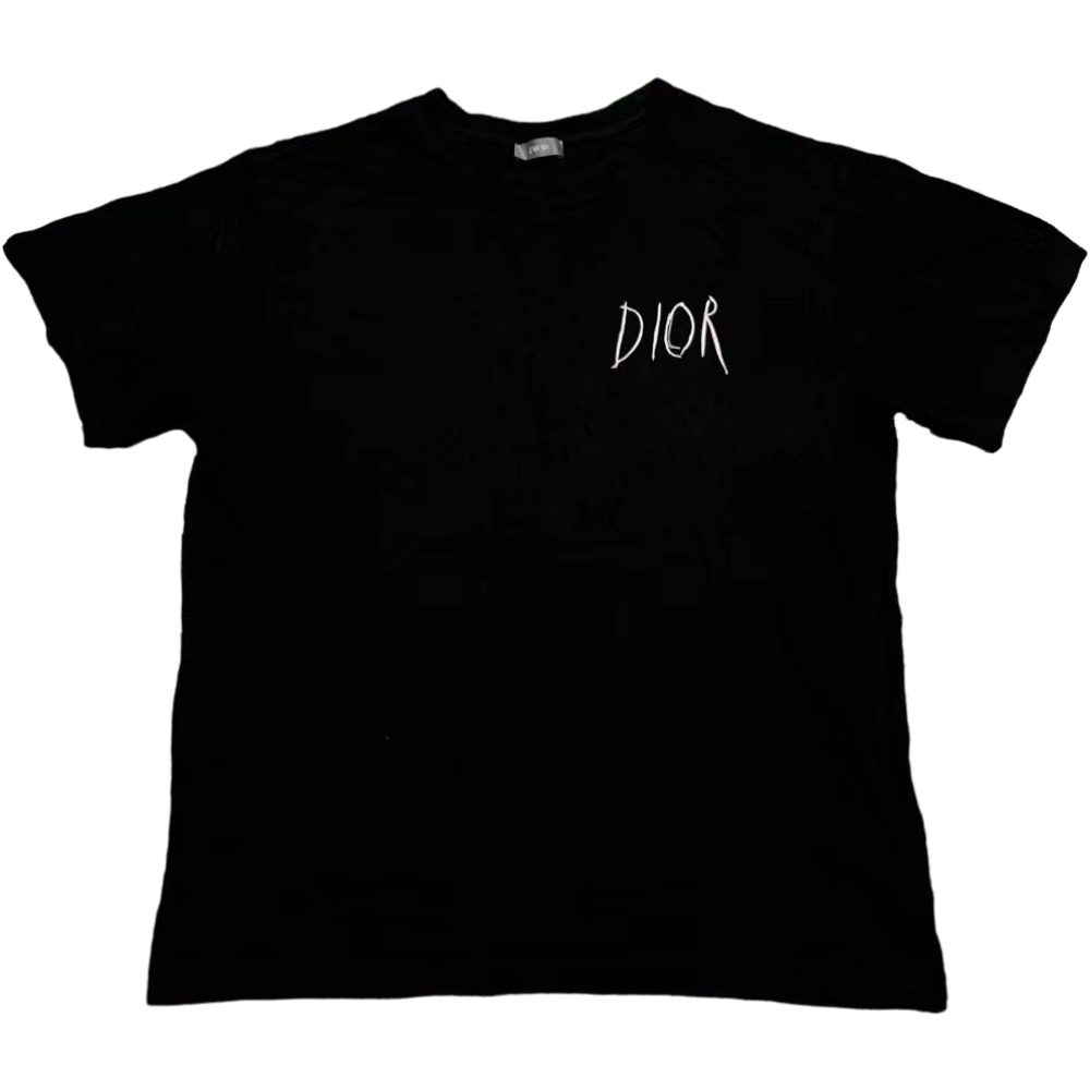 DIOR X RAYMOND PETTIBON EMBROIDERED BLACK TEE