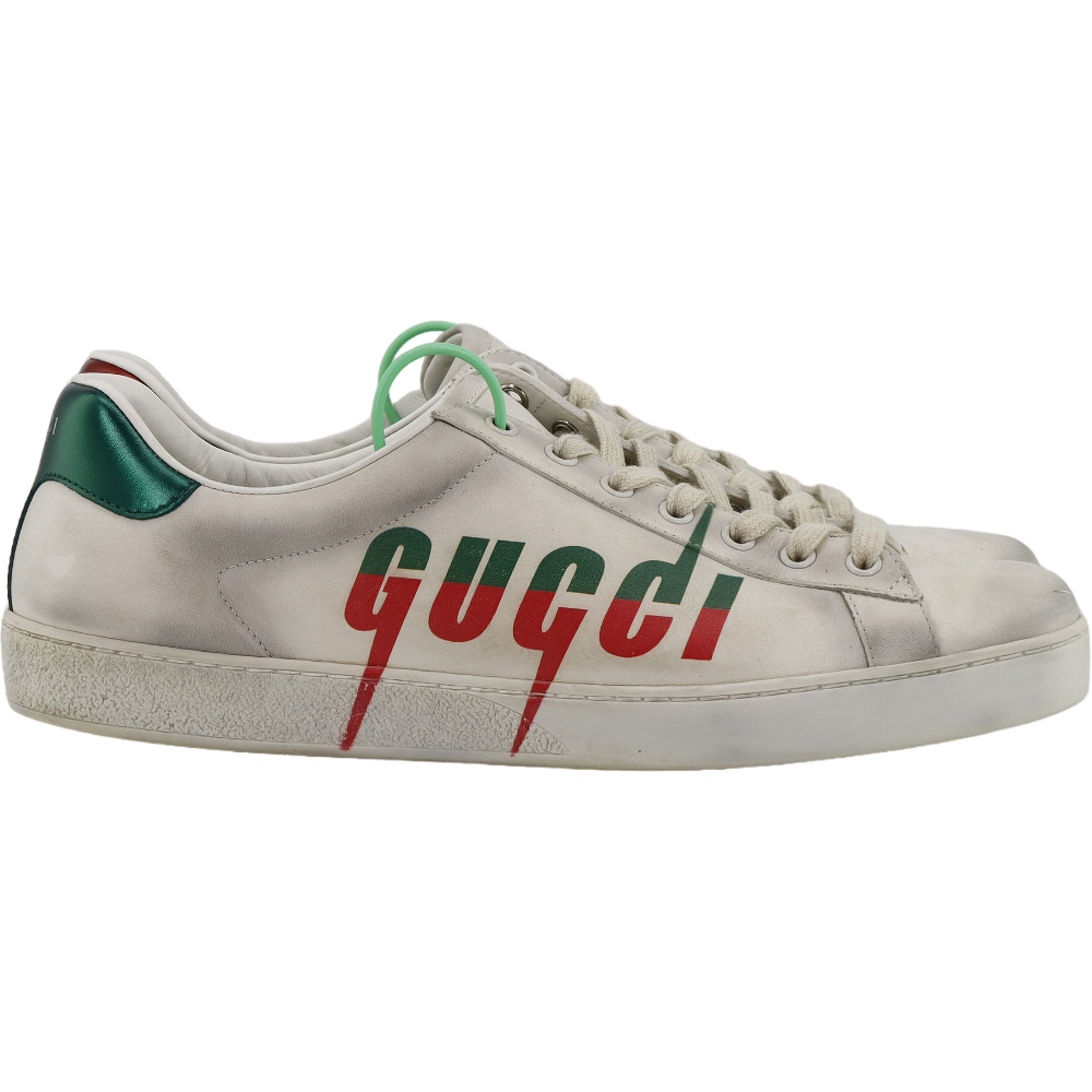 GUCCI ACE BLADE DISTRESSED WHITE