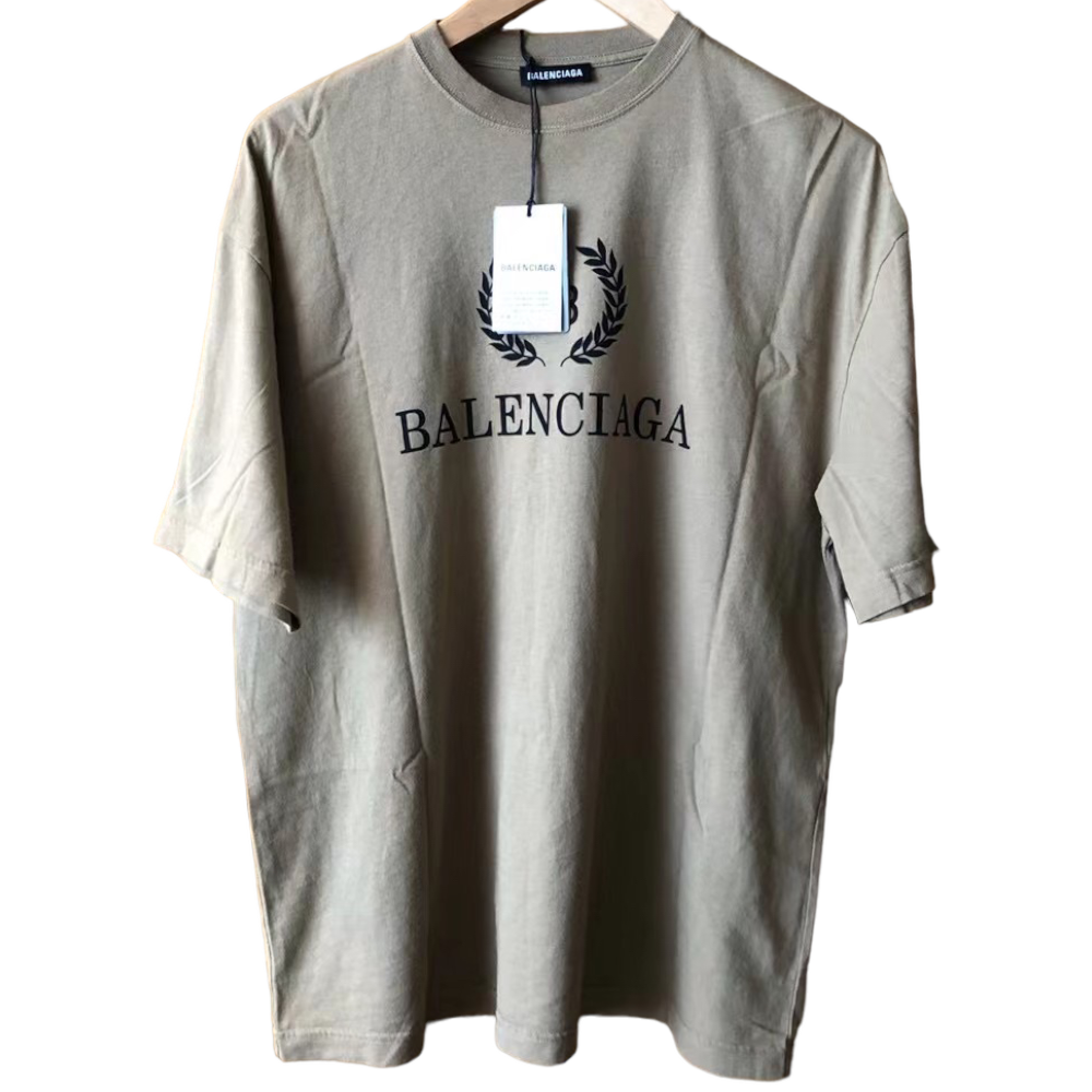 BALENCIAGA CREST LOGO BROWN TEE