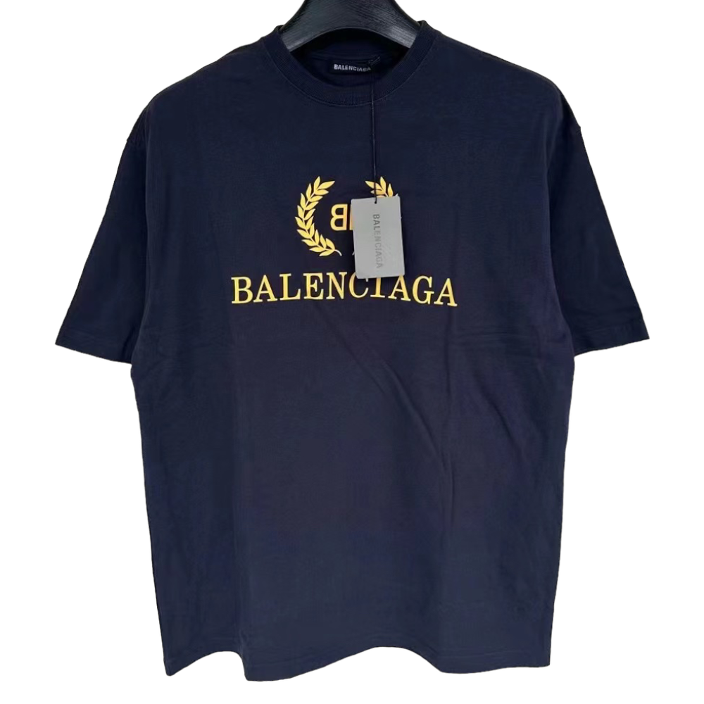 BALENCIAGA CREST LOGO NAVY TEE