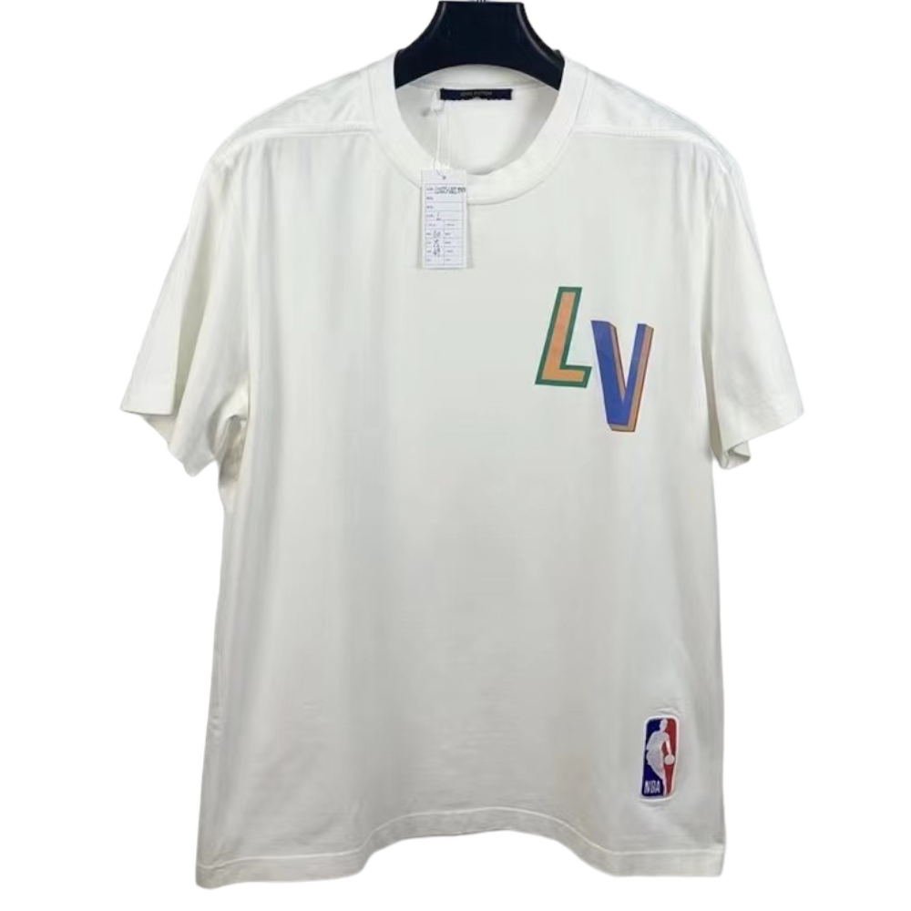 LOUIS VUITTON NBA LETTER LOGO PRINT WHITE TEE