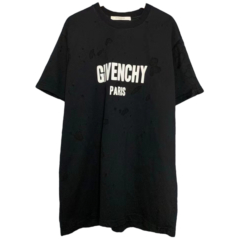 GIVENCHY DISTRESSED BLACK TEE