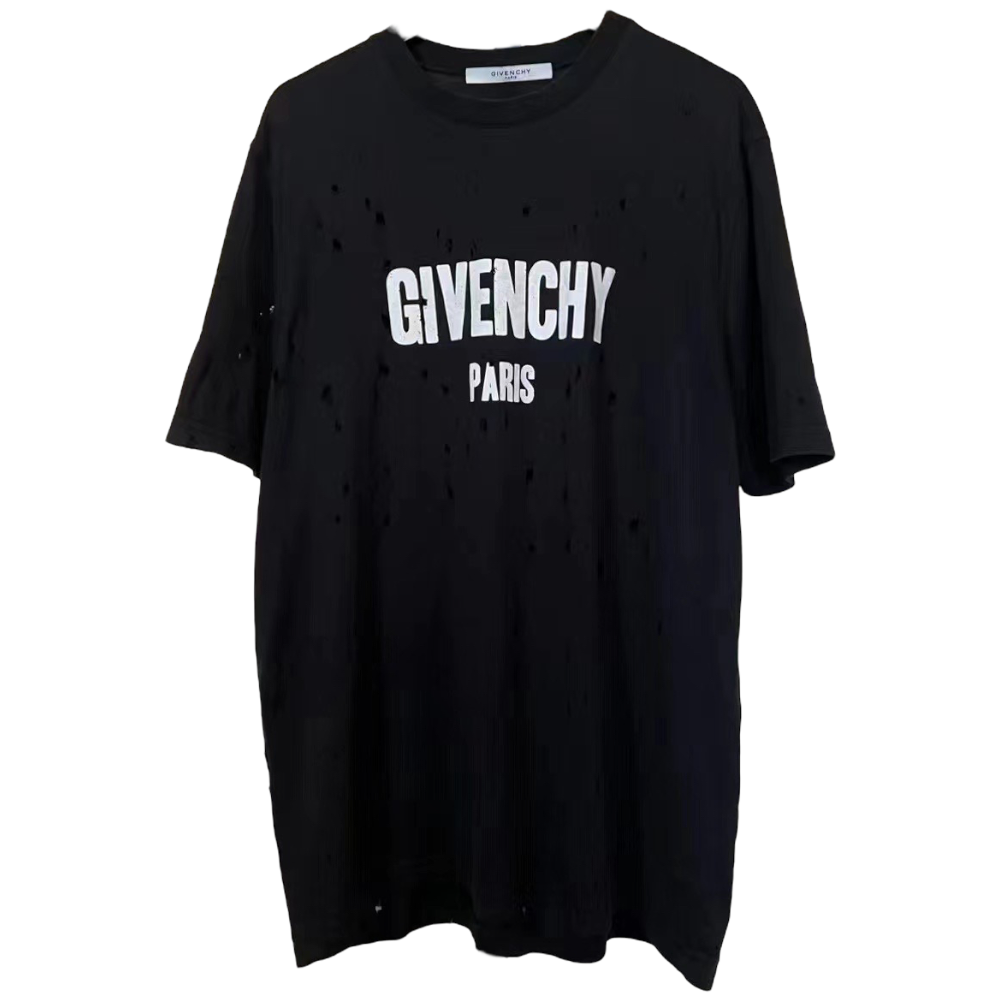 GIVENCHY DISTRESSED BLACK TEE