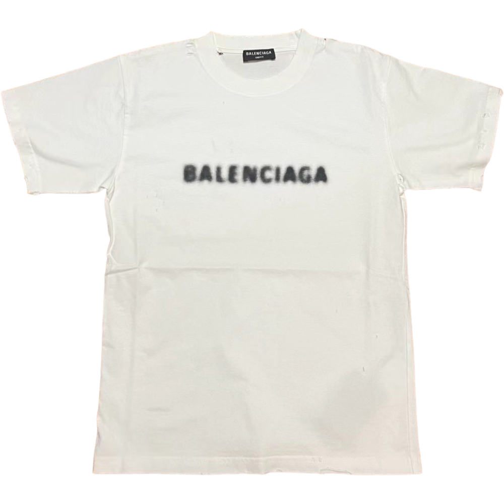 BALENCIAGA BLURRED LOGO WHITE TEE