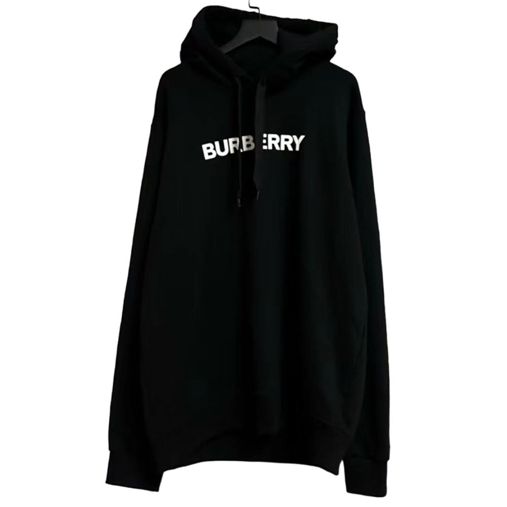 BURBERRY LOGO PRINT BLACK HOODIE