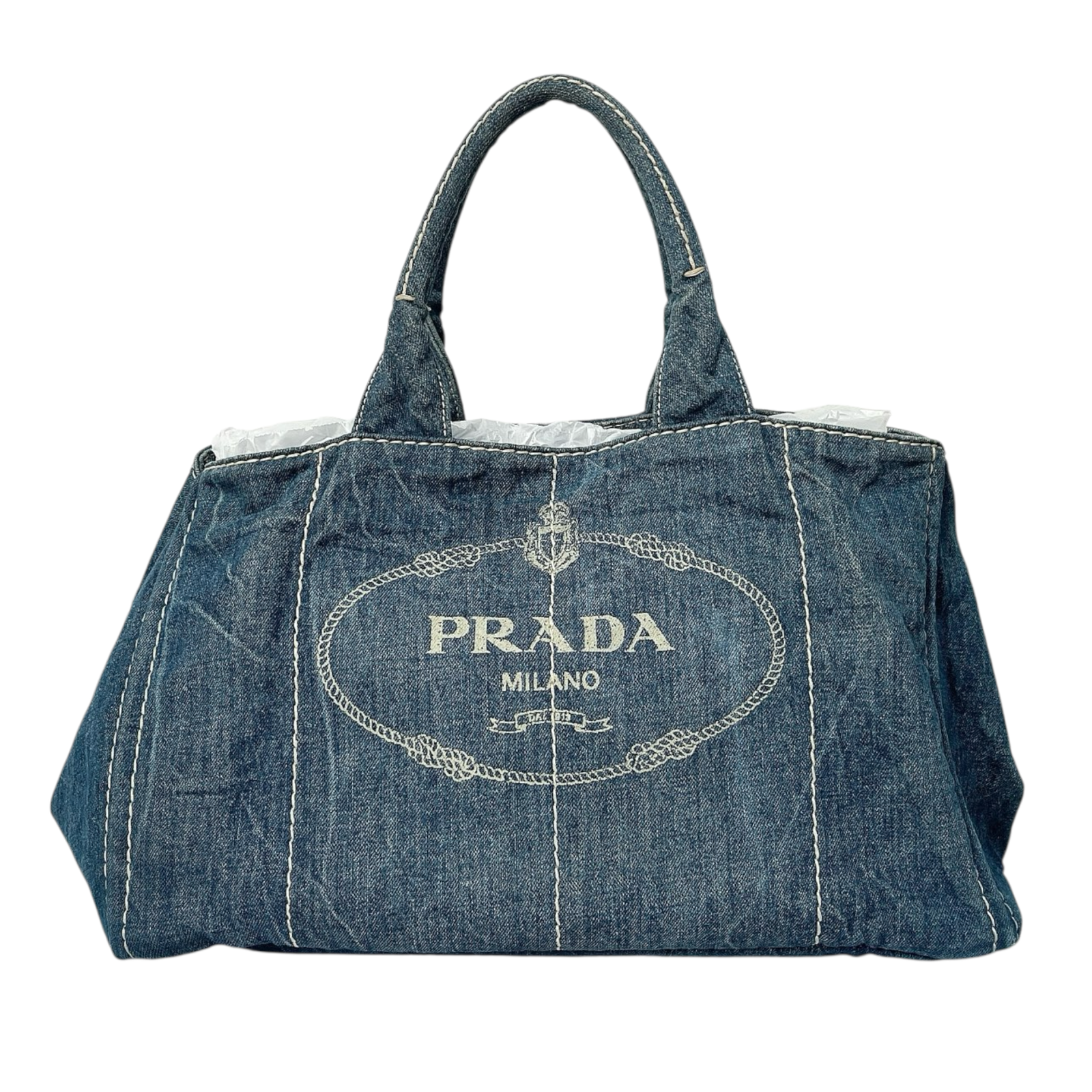 Prada Large Canapa Tote in Denim