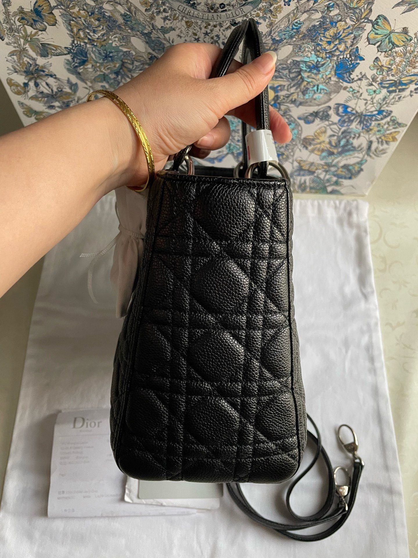 Dior Medium Lady Dior in Black SHW