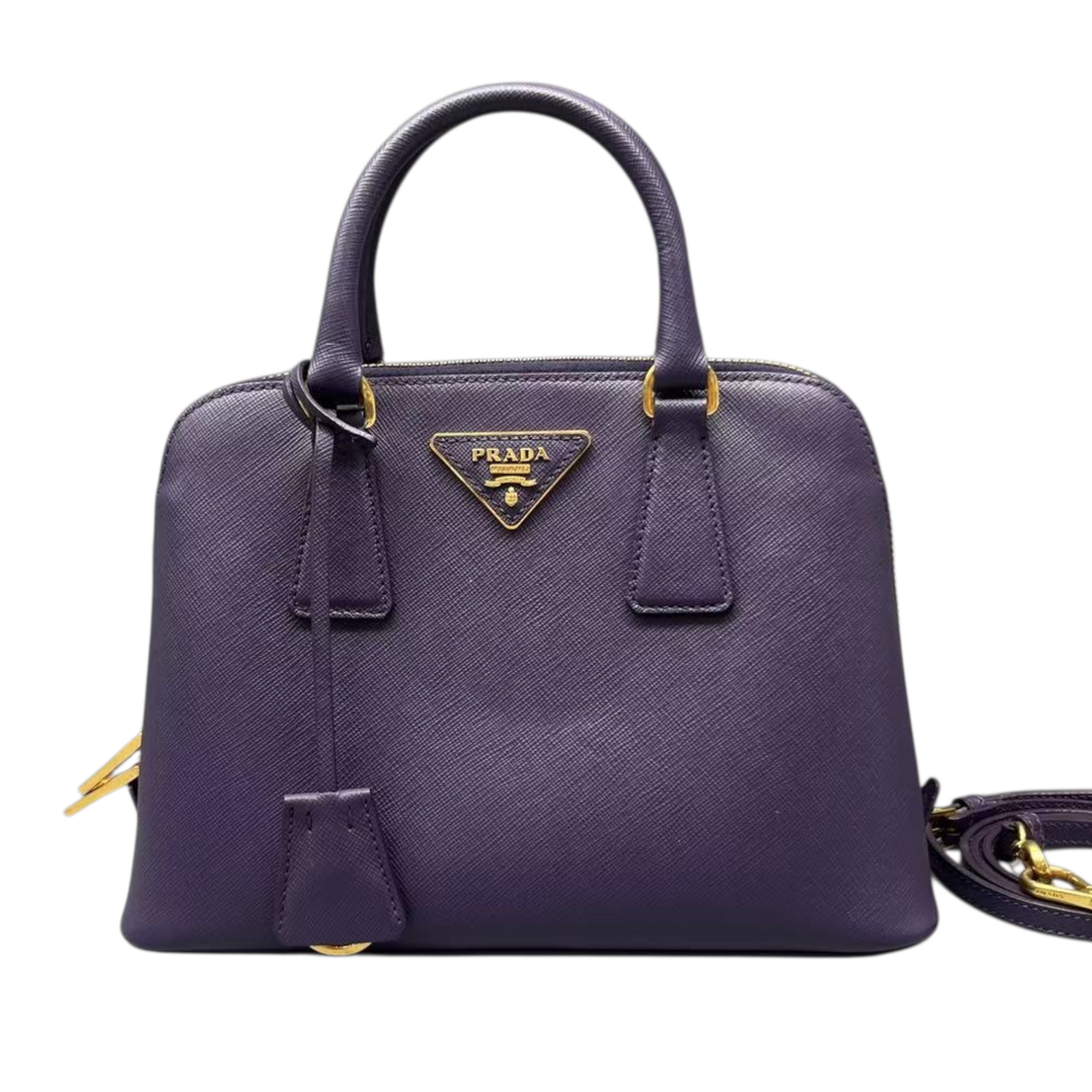 Prada Small Promenade Bag in Purple Saffiano Leather GHW