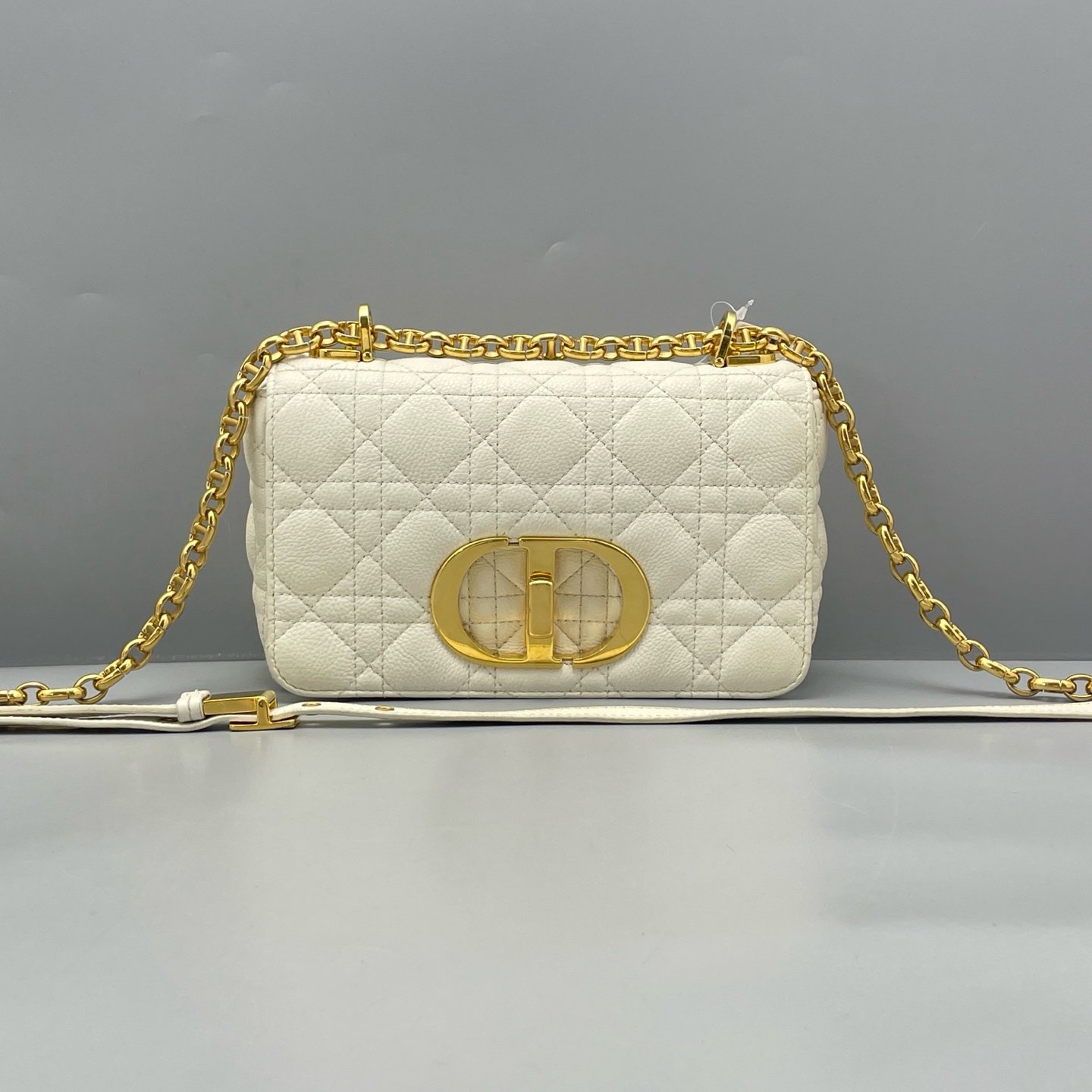 Dior Small Chain Bag in White GHW