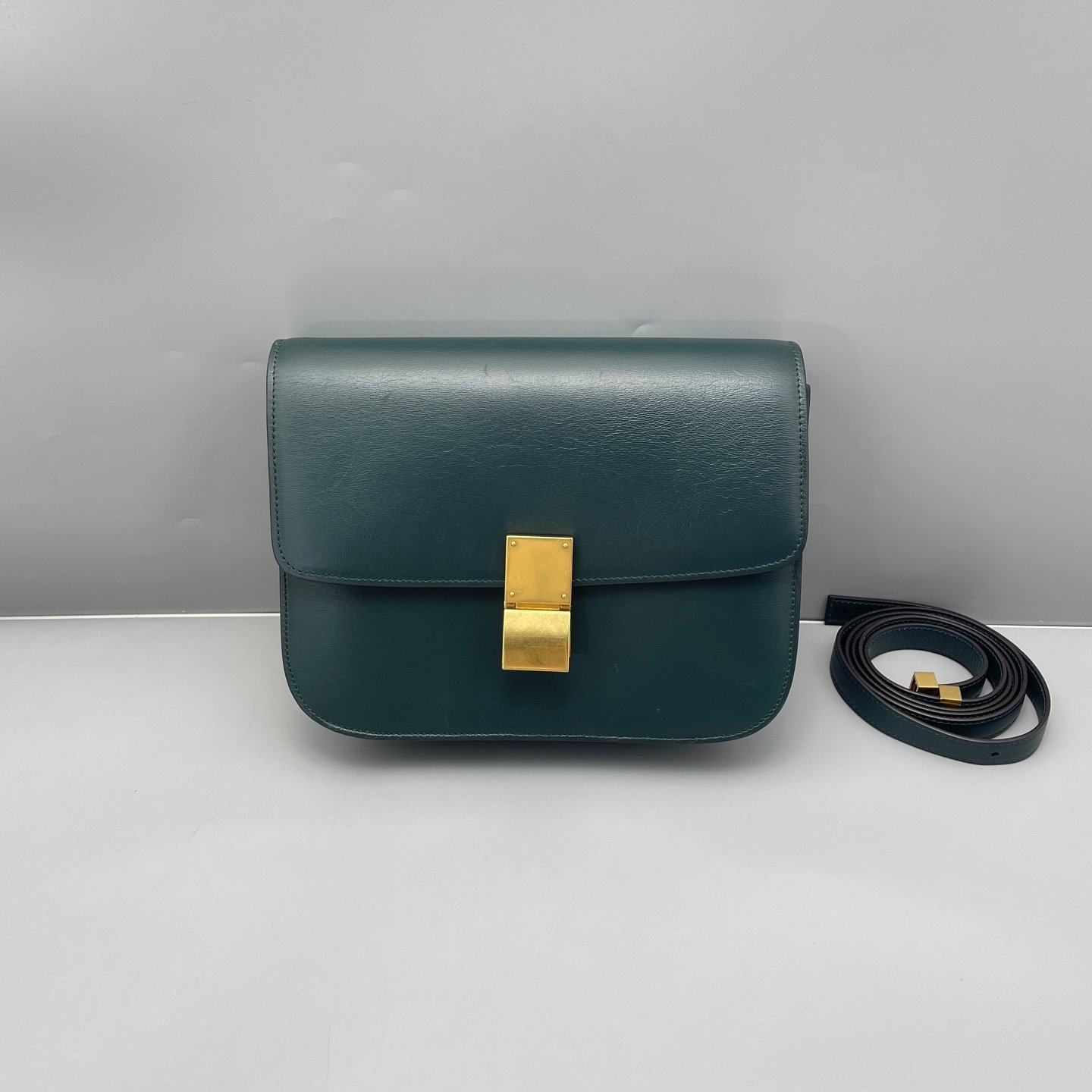 Celine Medium Classic Box Bag in Dark Green GHW